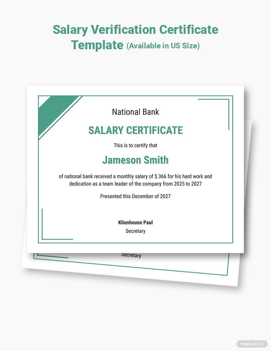 Salary Verification Certificate Template