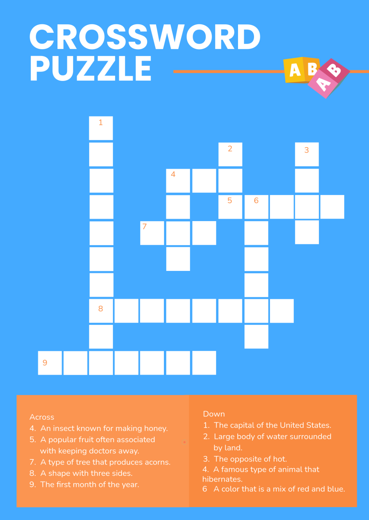 Free Easy Crossword Template to Edit Online