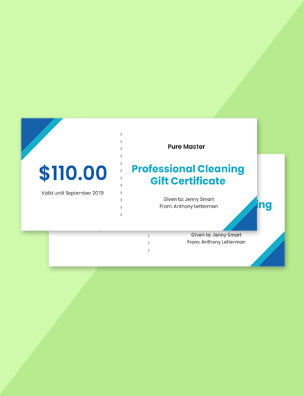 Free Sample Cleaning Service Gift Certificate Template - Word