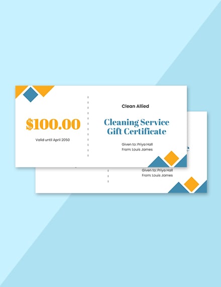 9  Cleaning Services Gift Certificate Templates Free Downloads