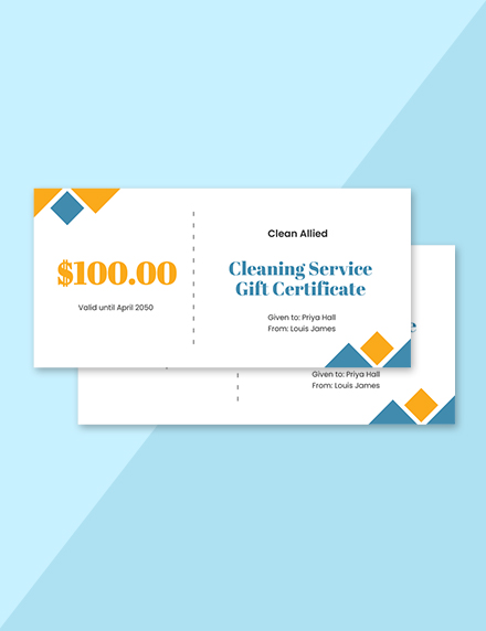 Free Simple Cleaning Service Gift Certificate Template - Word