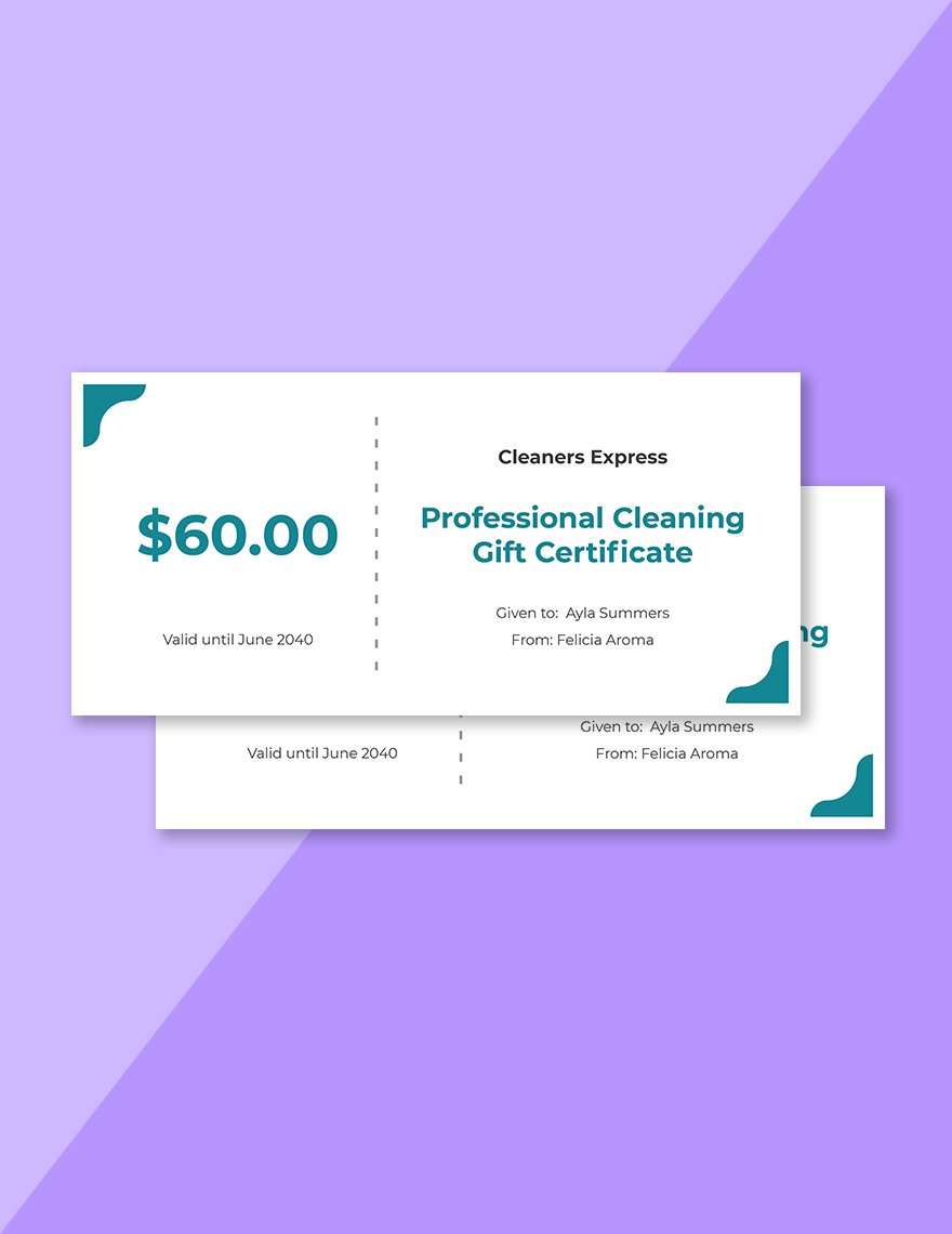 Free Professional Cleaning Gift Certificate