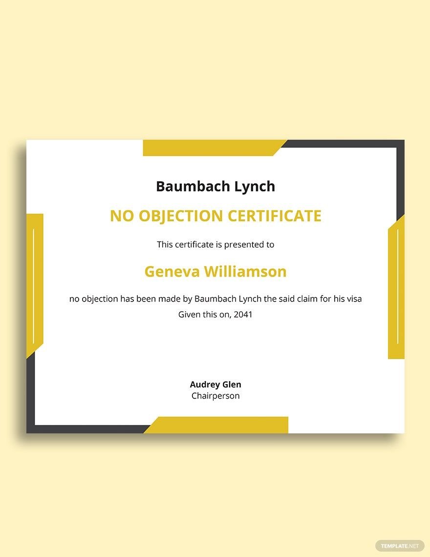 Free No Objection Certificate For Visa Template