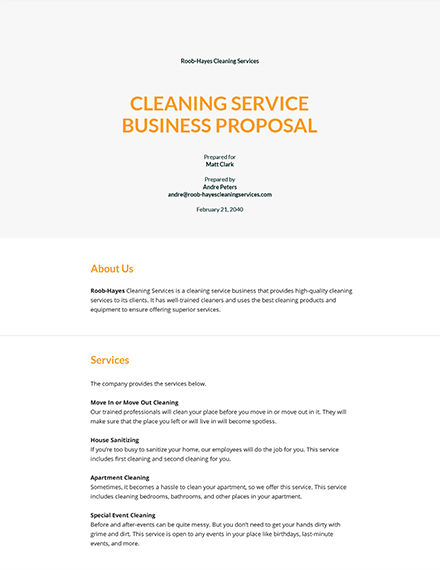 Download 25+ Cleaning Services Proposal Templates - Microsoft Word (DOC ...