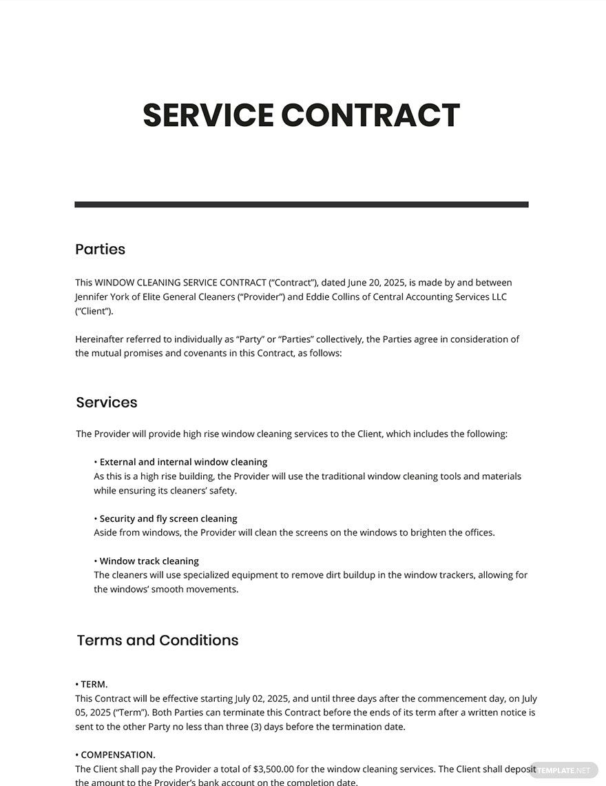 Free Window Cleaning Service Contract Template