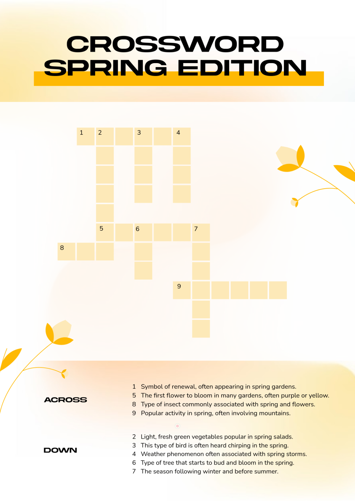 Free Crossword Grid Template to Edit Online