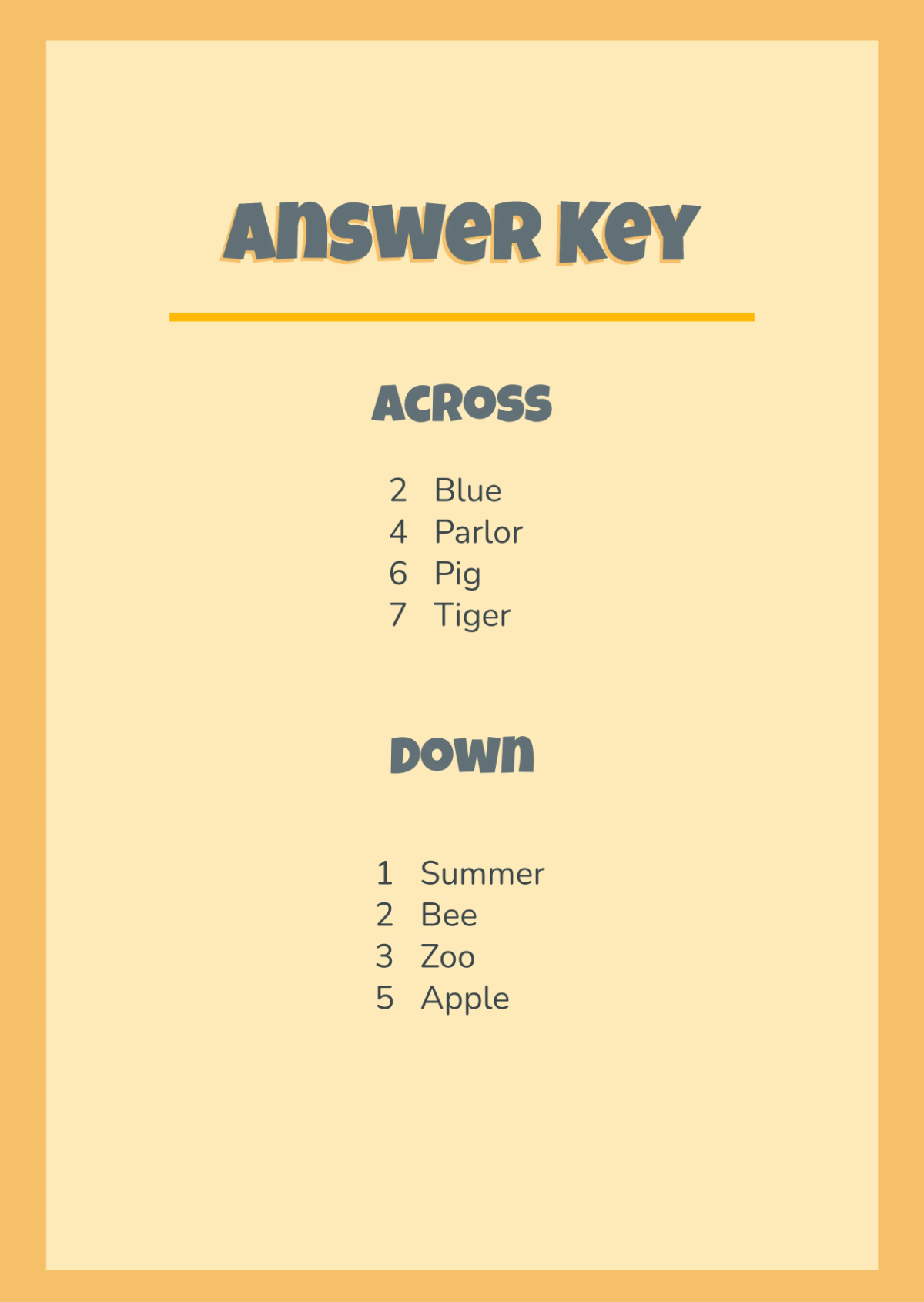 Free Children's Crossword Template to Edit Online