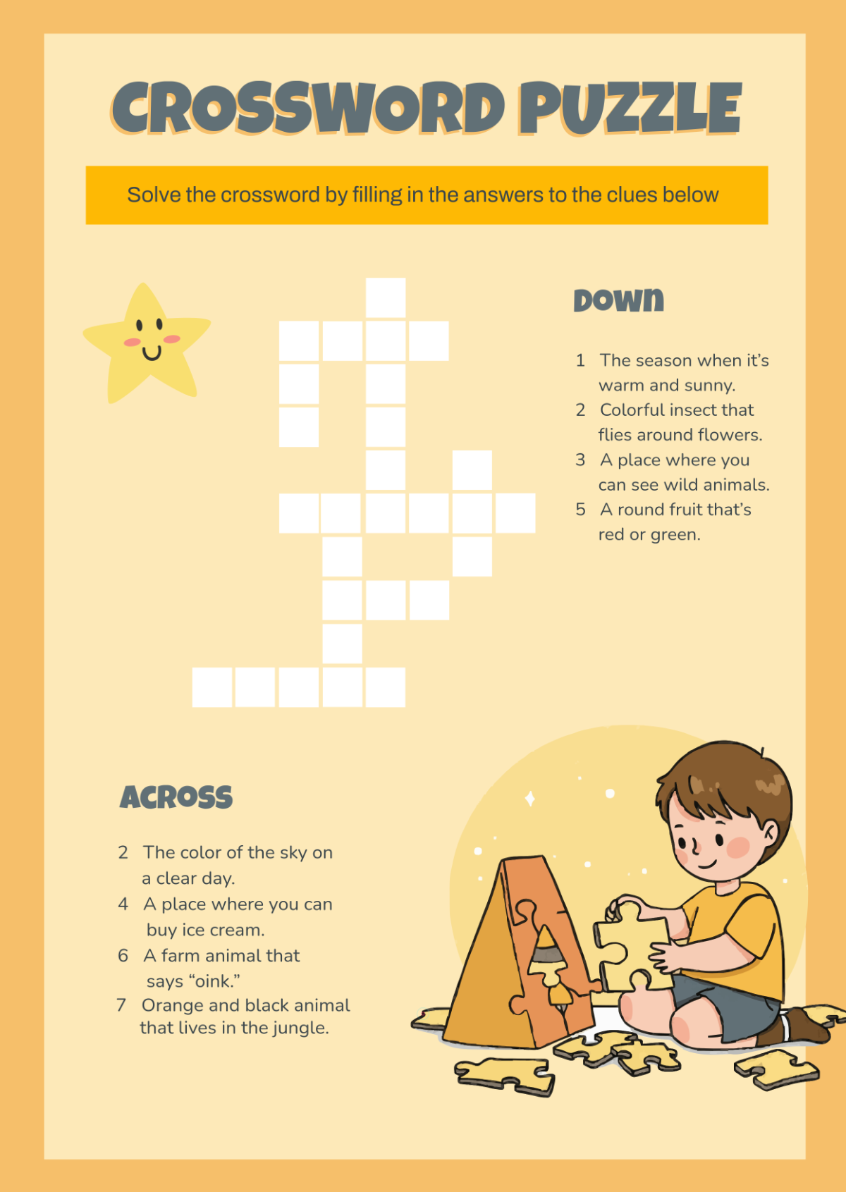 Free Children's Crossword Template to Edit Online