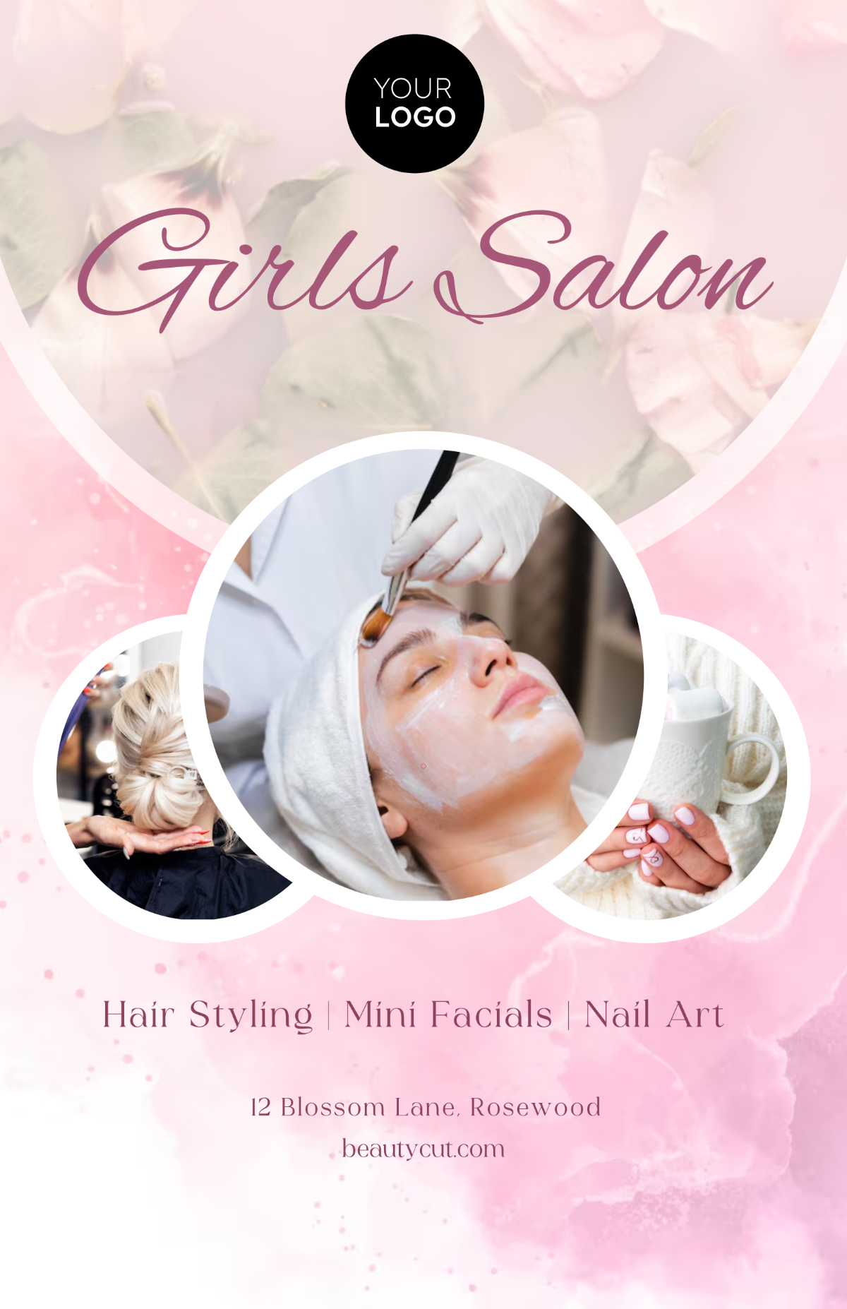 Free Pink Girls Salon Poster Template