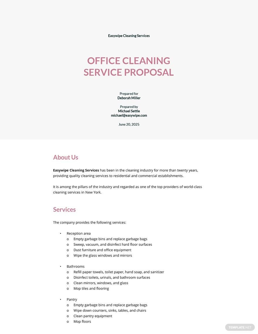 Office Cleaning Service Proposal Template