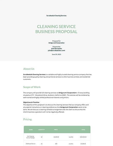 Download 25+ Cleaning Services Proposal Templates - Microsoft Word (DOC ...