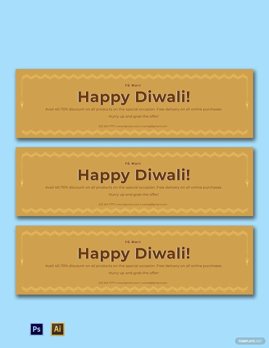 Diwali Banner Template in Illustrator, PSD
