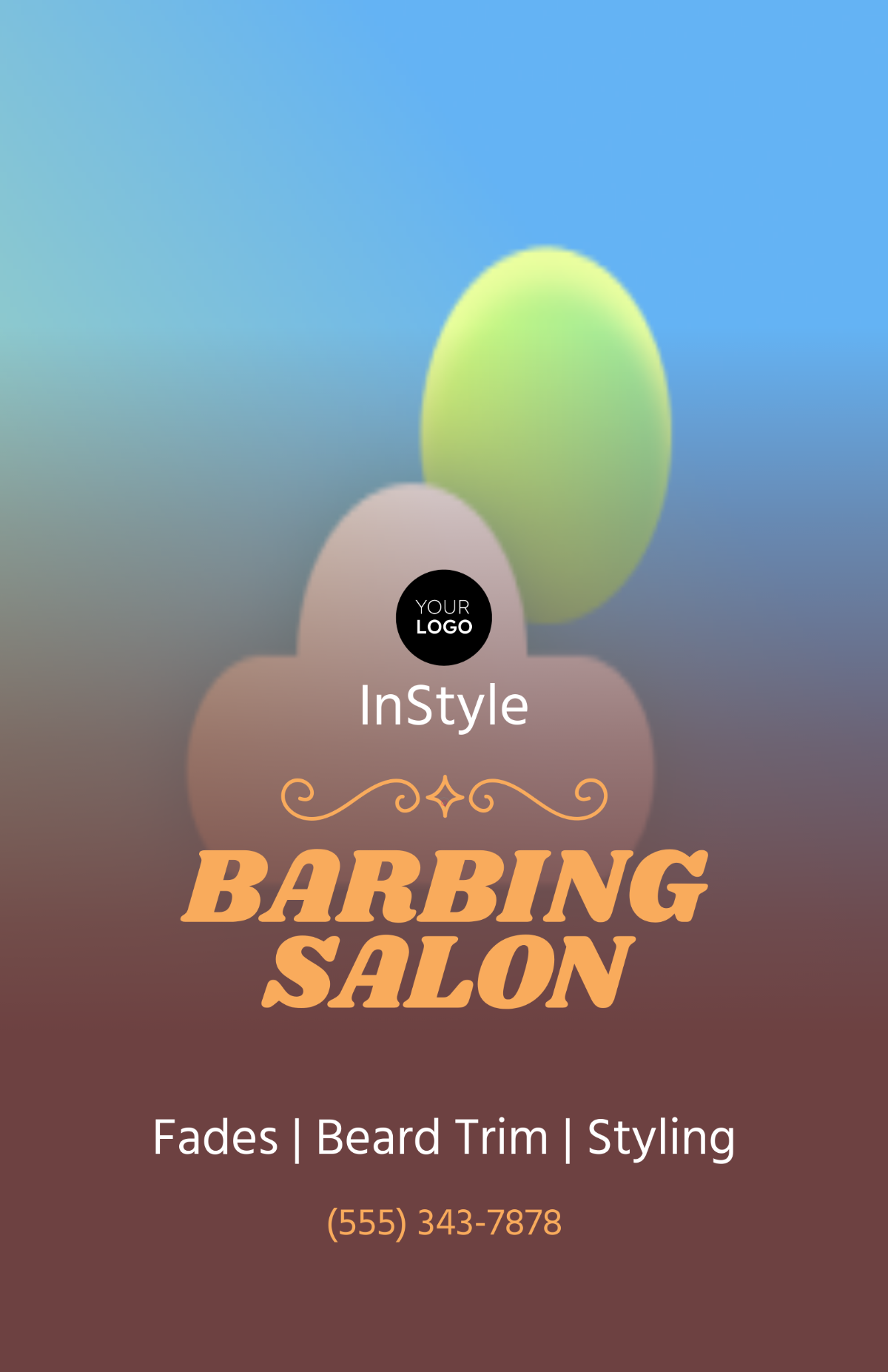 Free Brown Barbing Salon Poster Template
