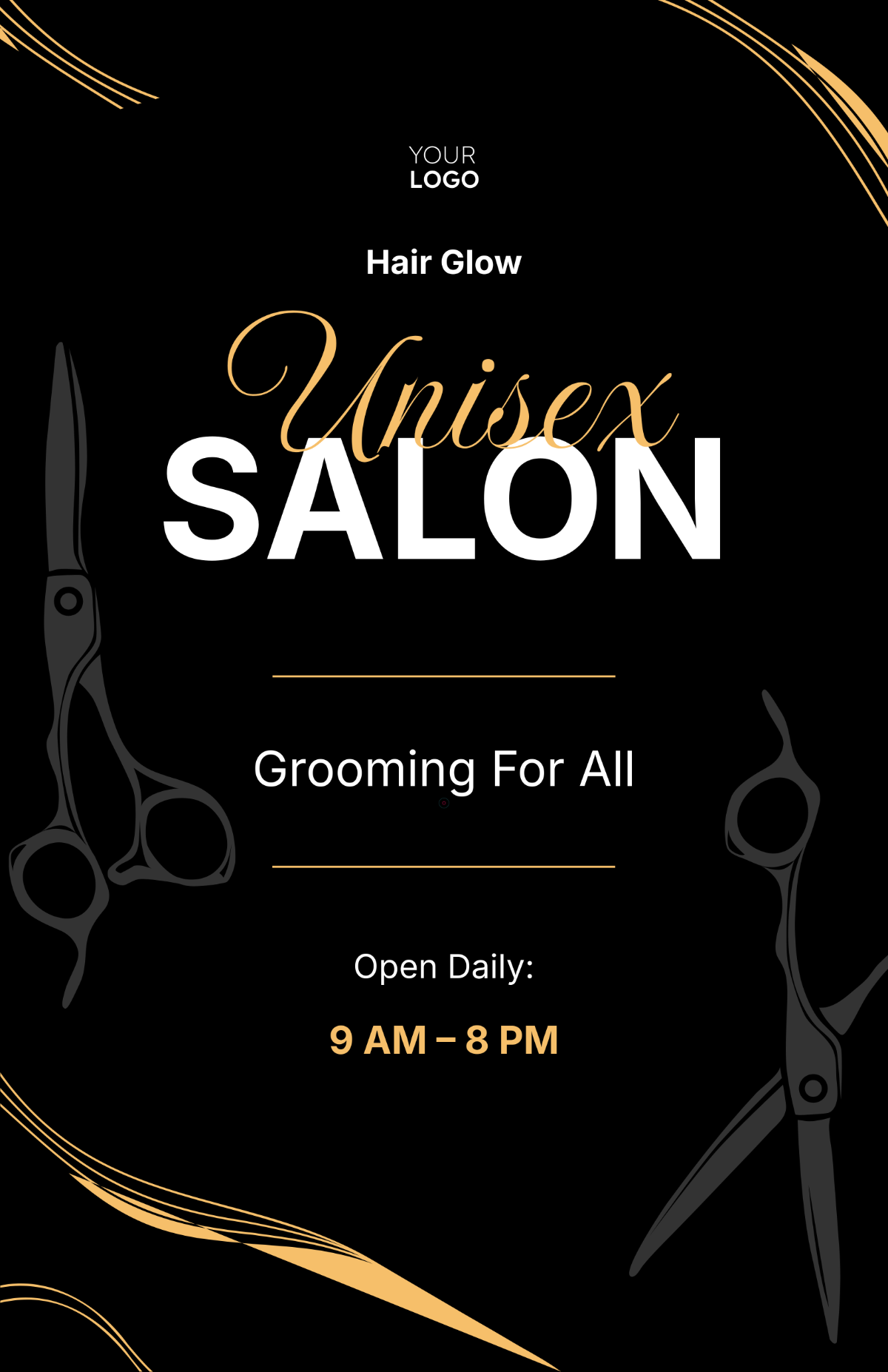 Free Black Unisex Salon Poster Template