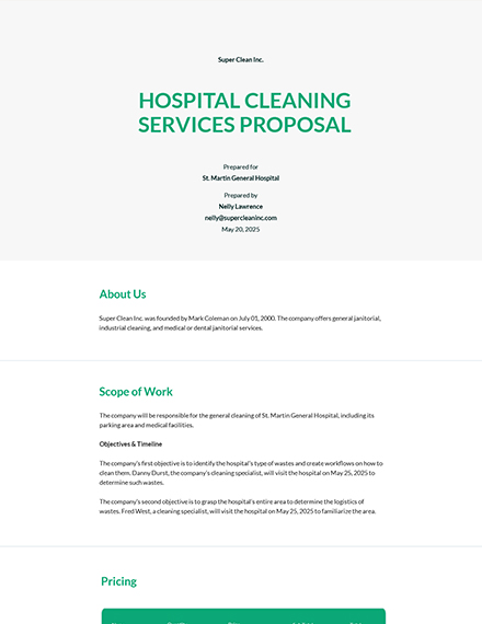 Free Cleaning Proposal Templates, 30+ Download in Word, Pages, Google