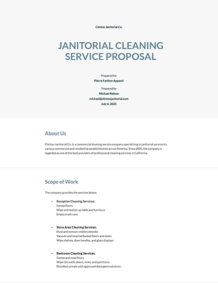 Free Cleaning Services Proposal PDF Templates 26  Download Template net