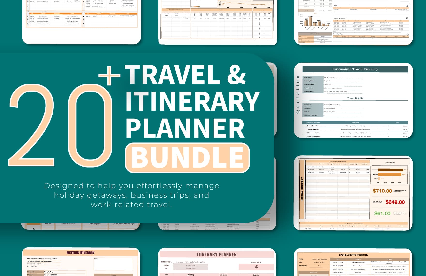 20+ Travel & Itinerary Planner Template Bundle in Excel, Google Sheets to Download