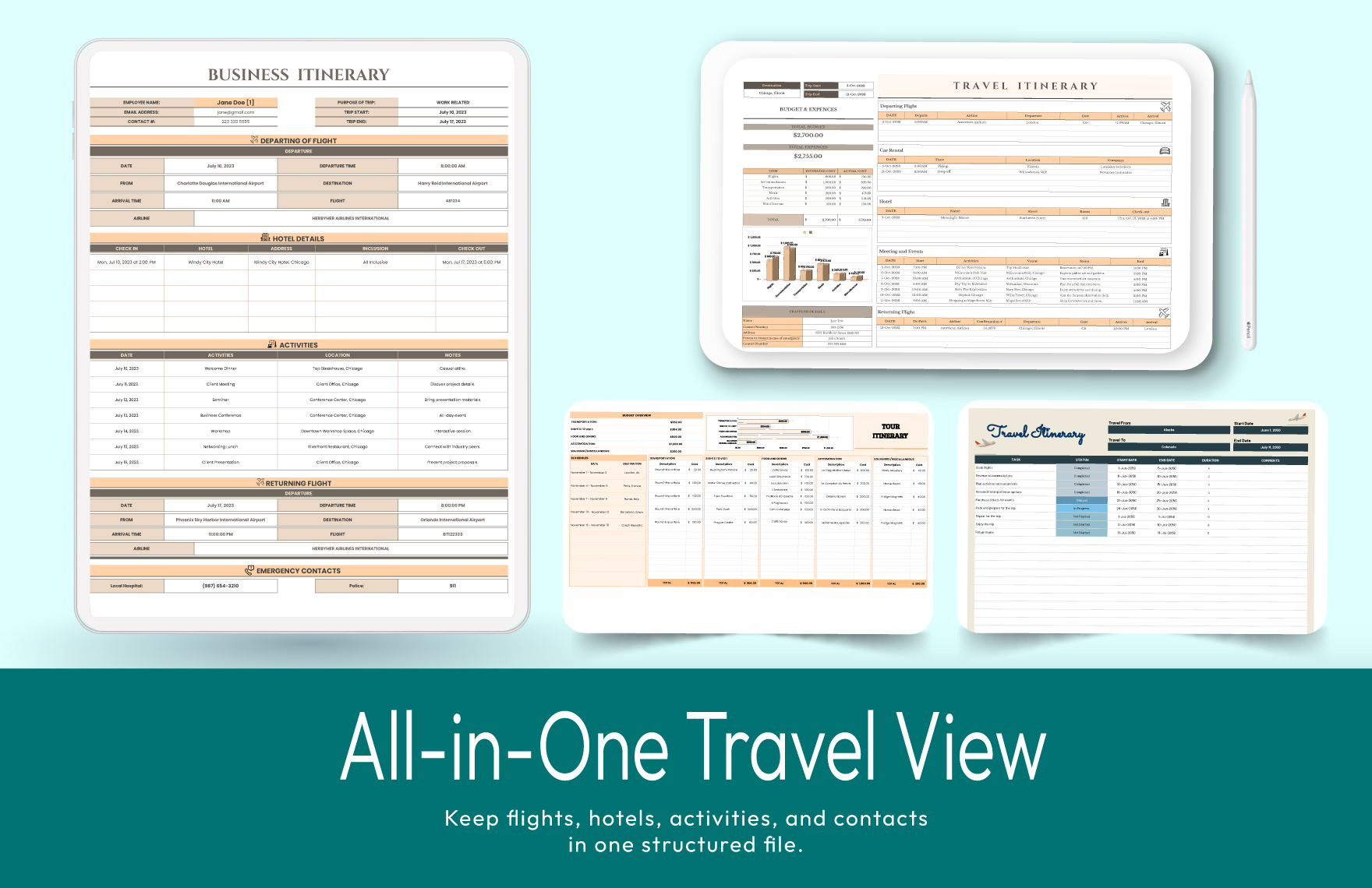 20+ Travel & Itinerary Planner Template Bundle