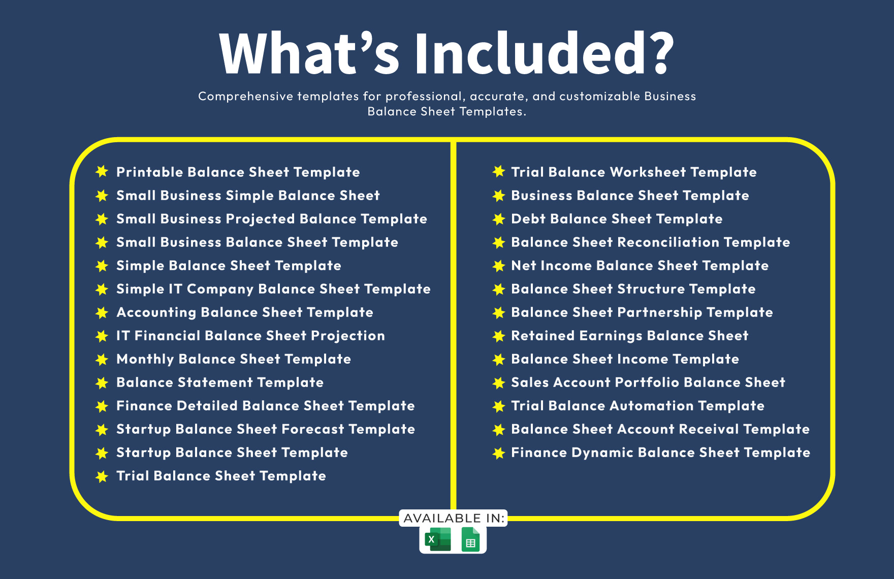 25+ Business Balance Sheet Template Bundle