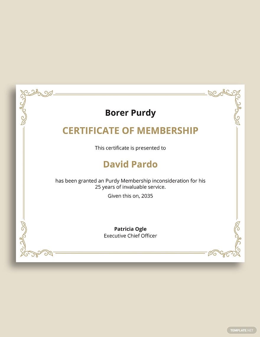Membership Interest Certificate Template