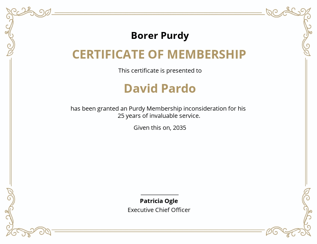 Membership Interest Certificate Template - Word