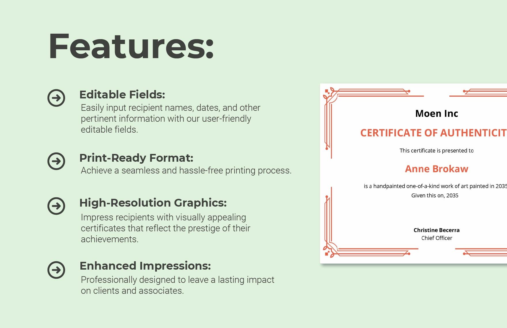 Blank Certificate Of Authenticity Template