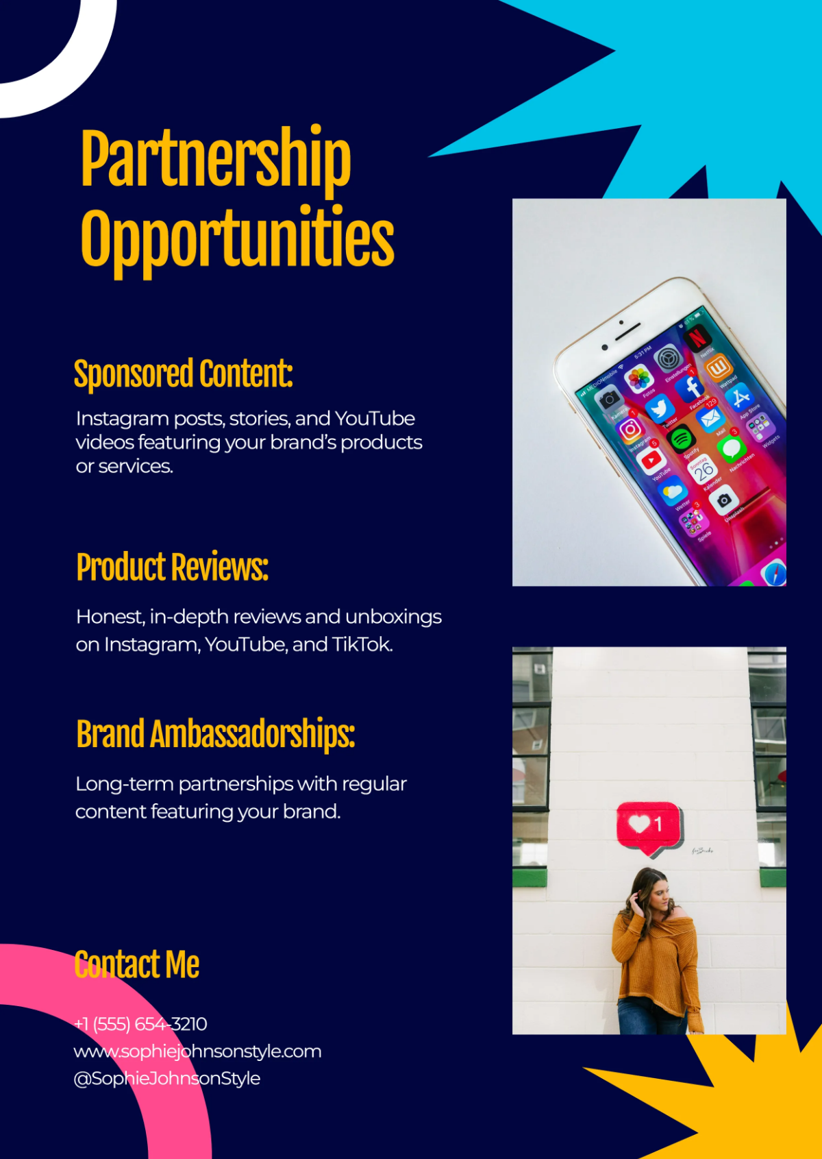 Free Colorful Instagram Profile Media Kit Template to Edit Online