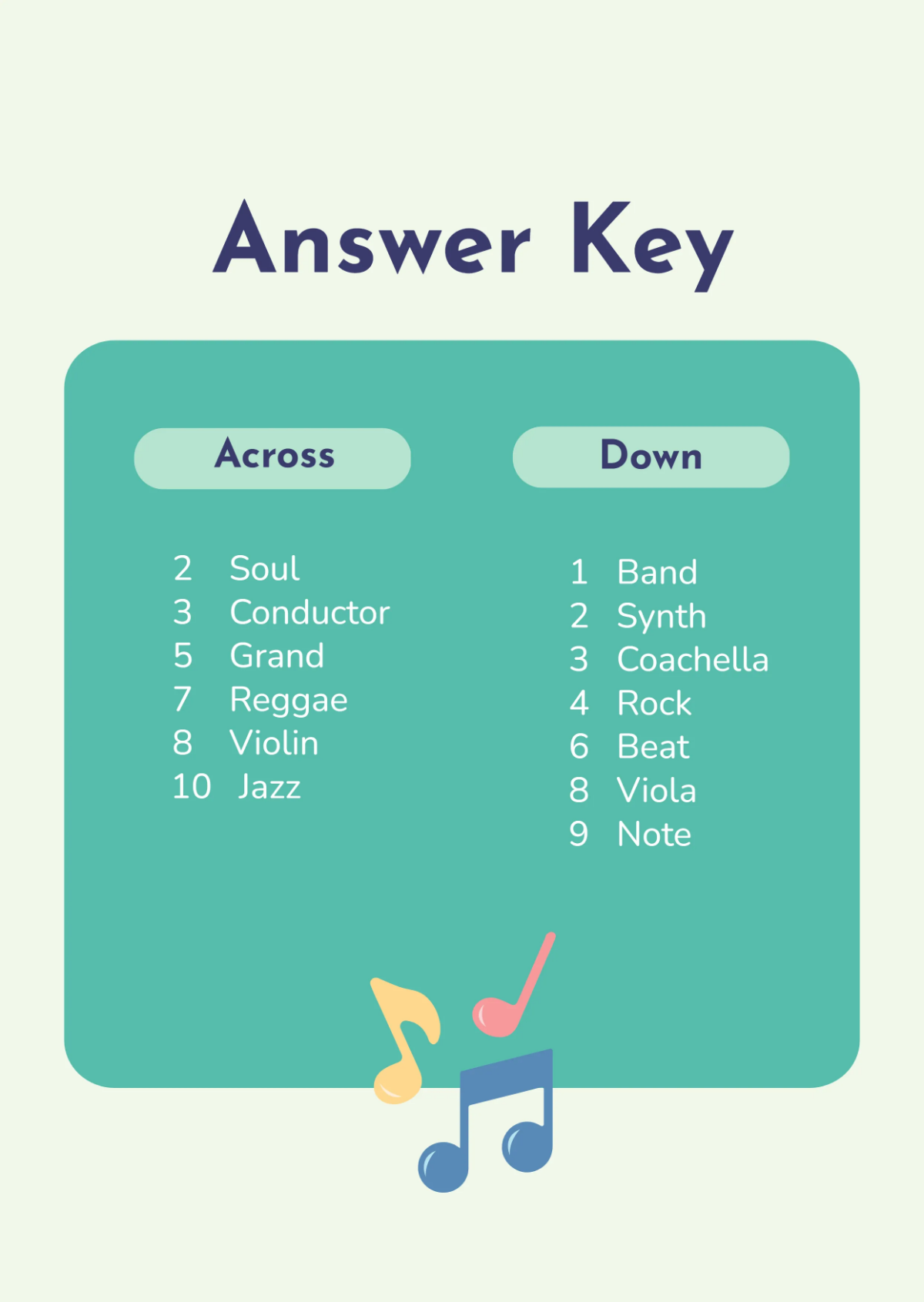 Free Simple Music Crossword Template to Edit Online