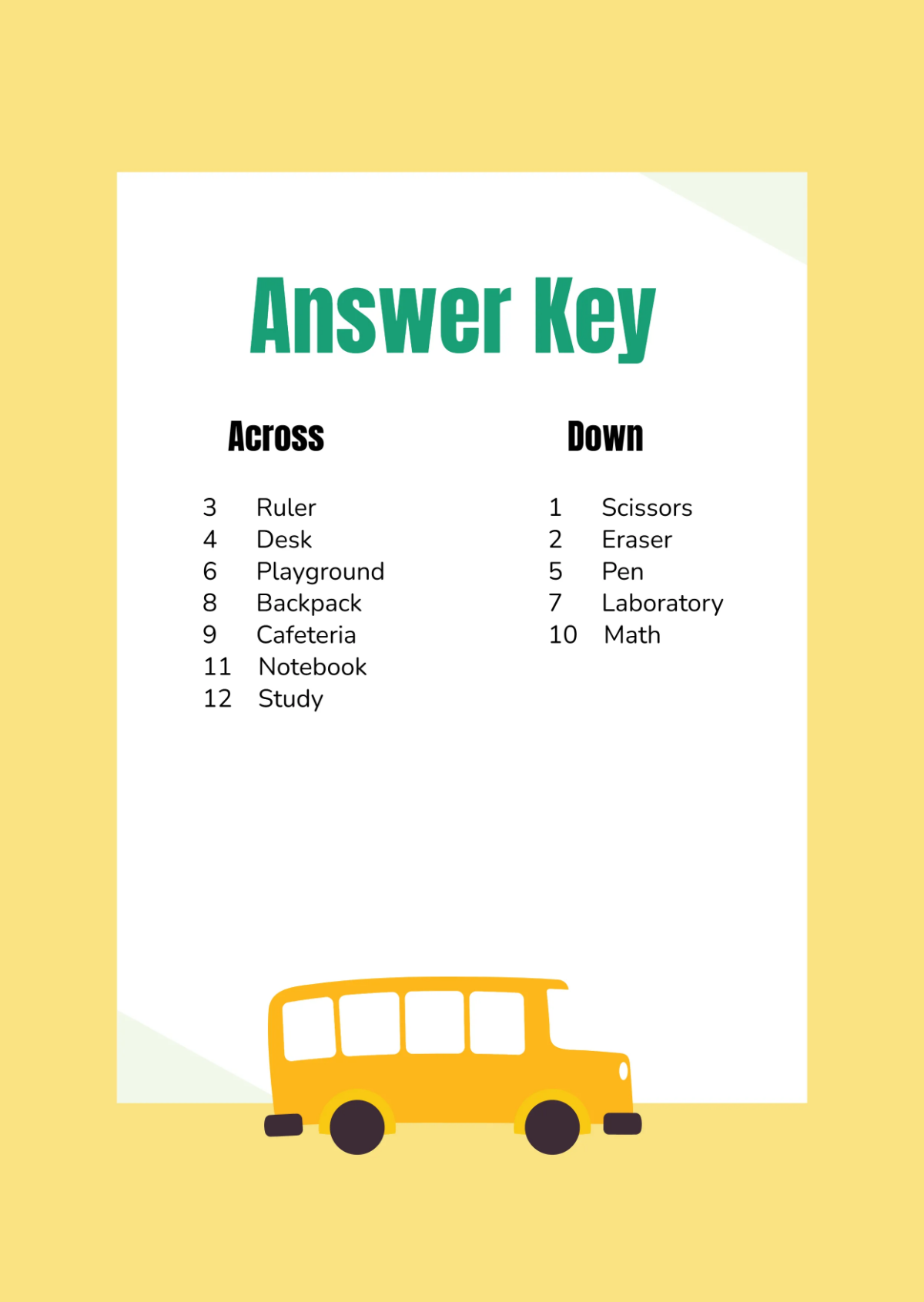 Free Back-to-School Crossword Template to Edit Online