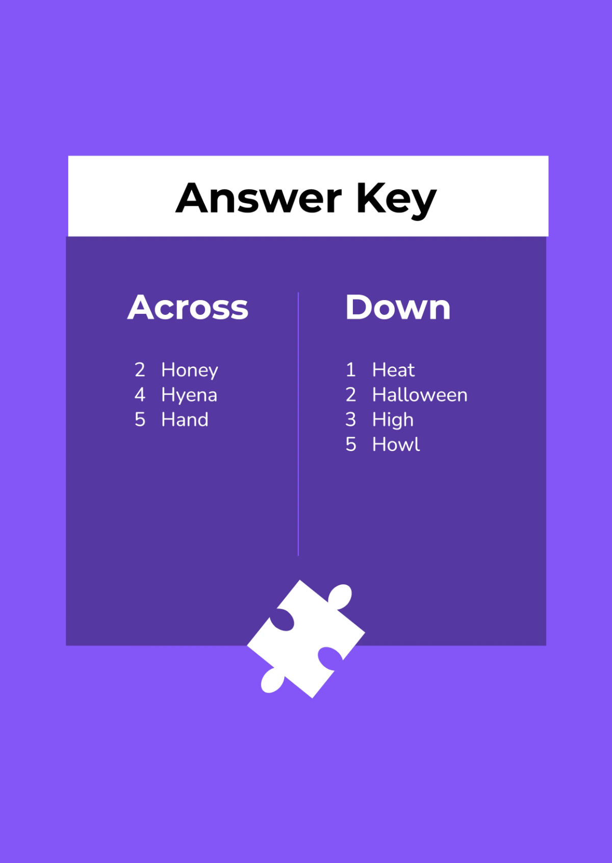 Free Letter H Crossword Template to Edit Online