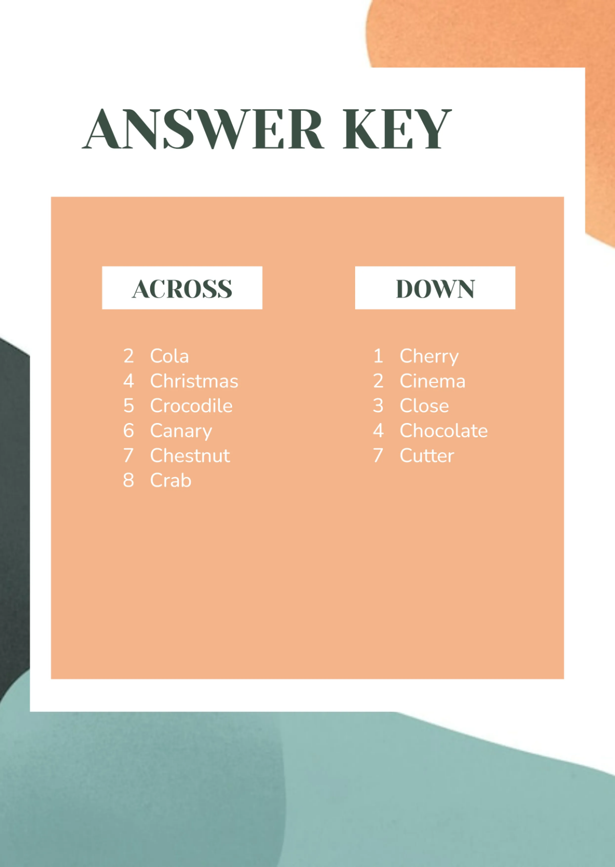 Free Letter C Crossword Template to Edit Online