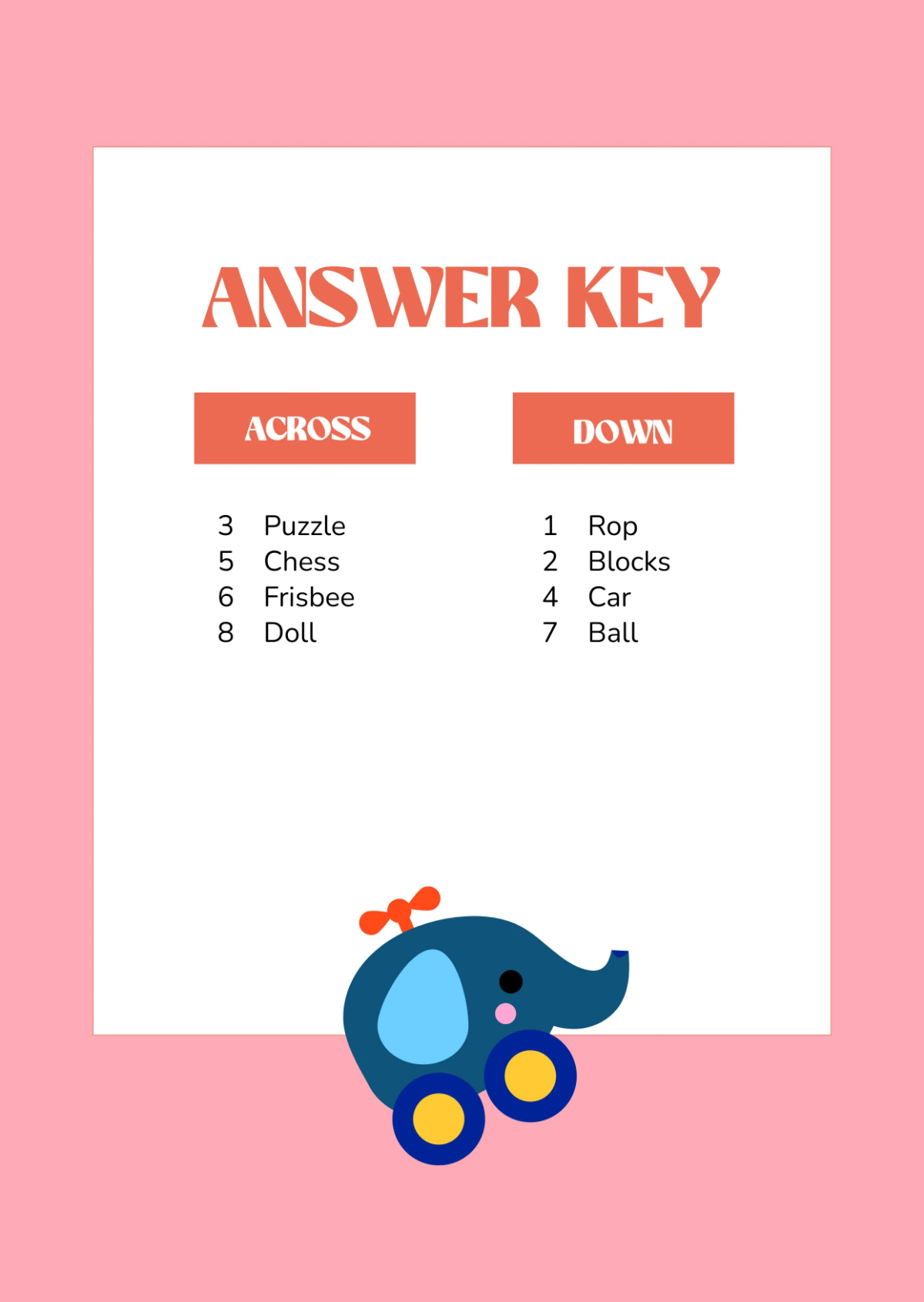 Free Toys Crossword Template to Edit Online