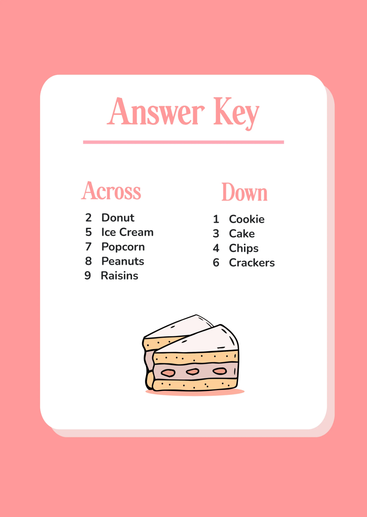 Free Snacks Crossword Template to Edit Online