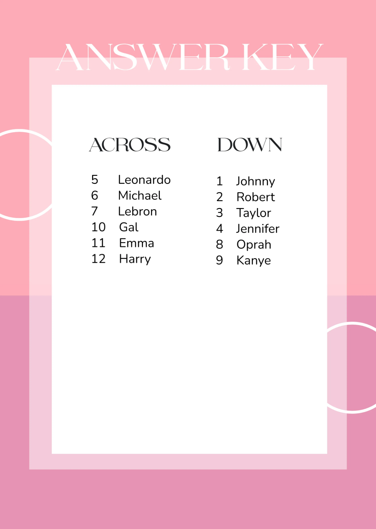 Free Celebrity Crossword Template to Edit Online