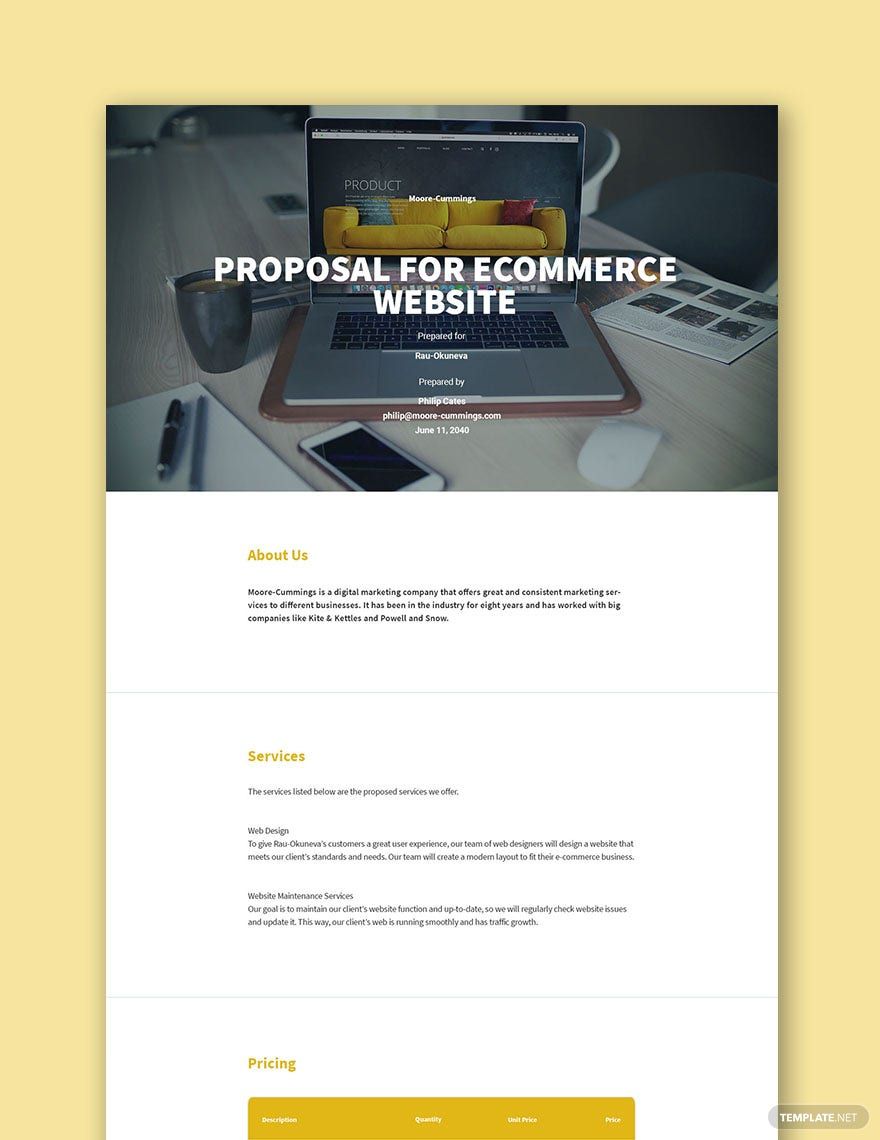 Sample Proposal for Ecommerce Website Template