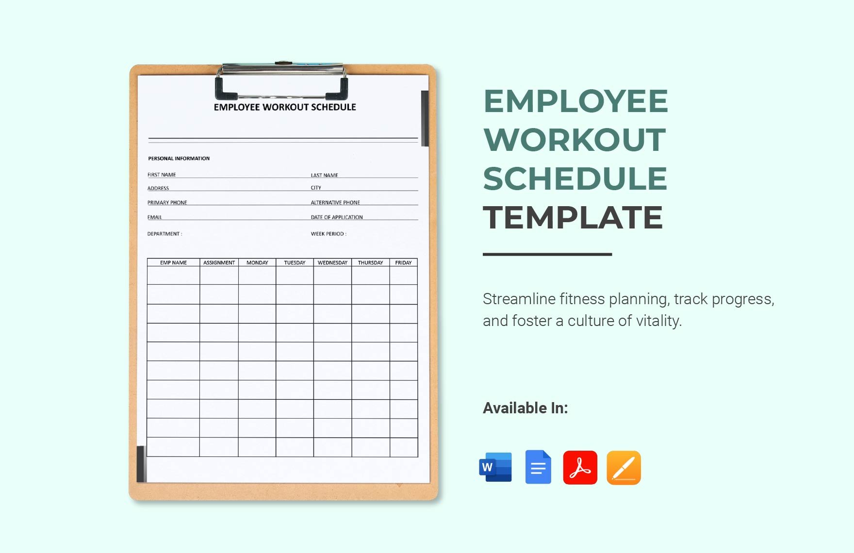 Employee Workout Schedule Template