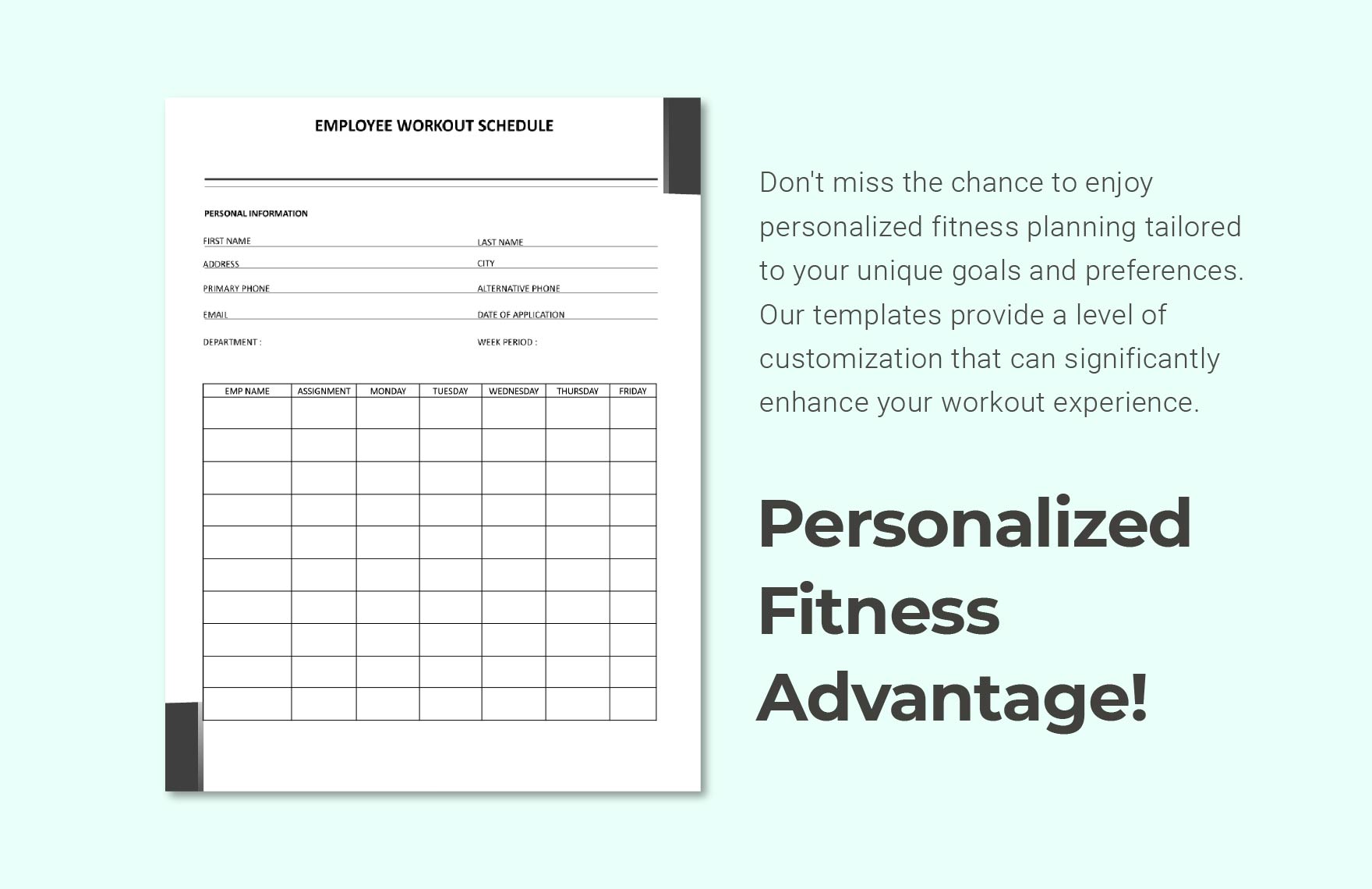 Employee Workout Schedule Template