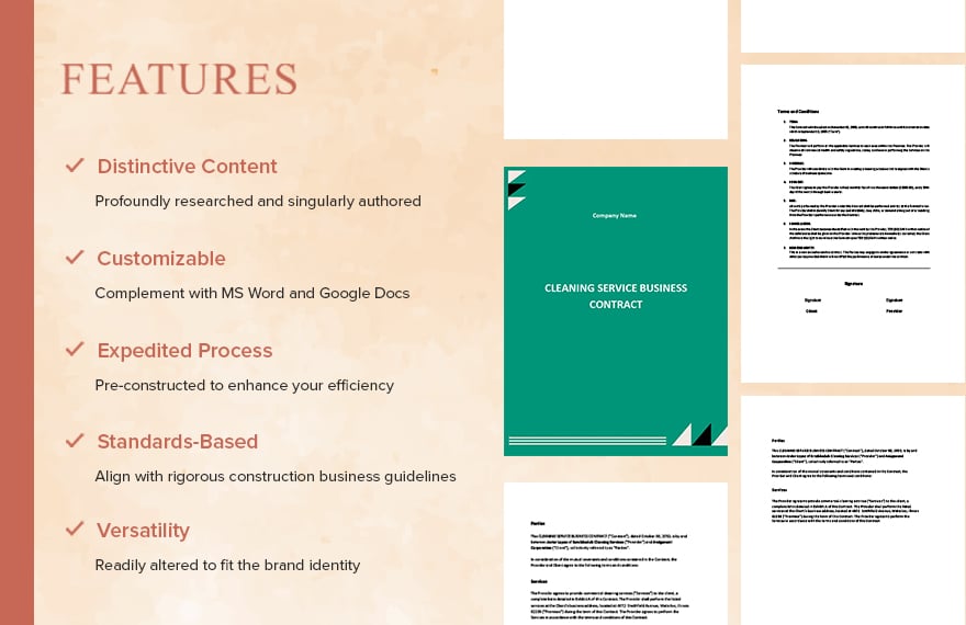 Sample Cleaning Service Business Contract Template