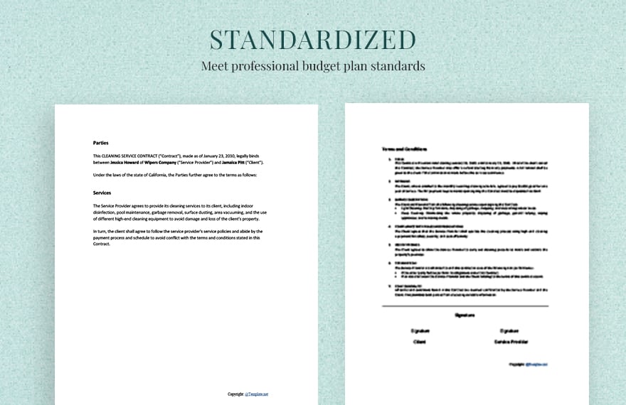 Simple Cleaning Service Contract Template