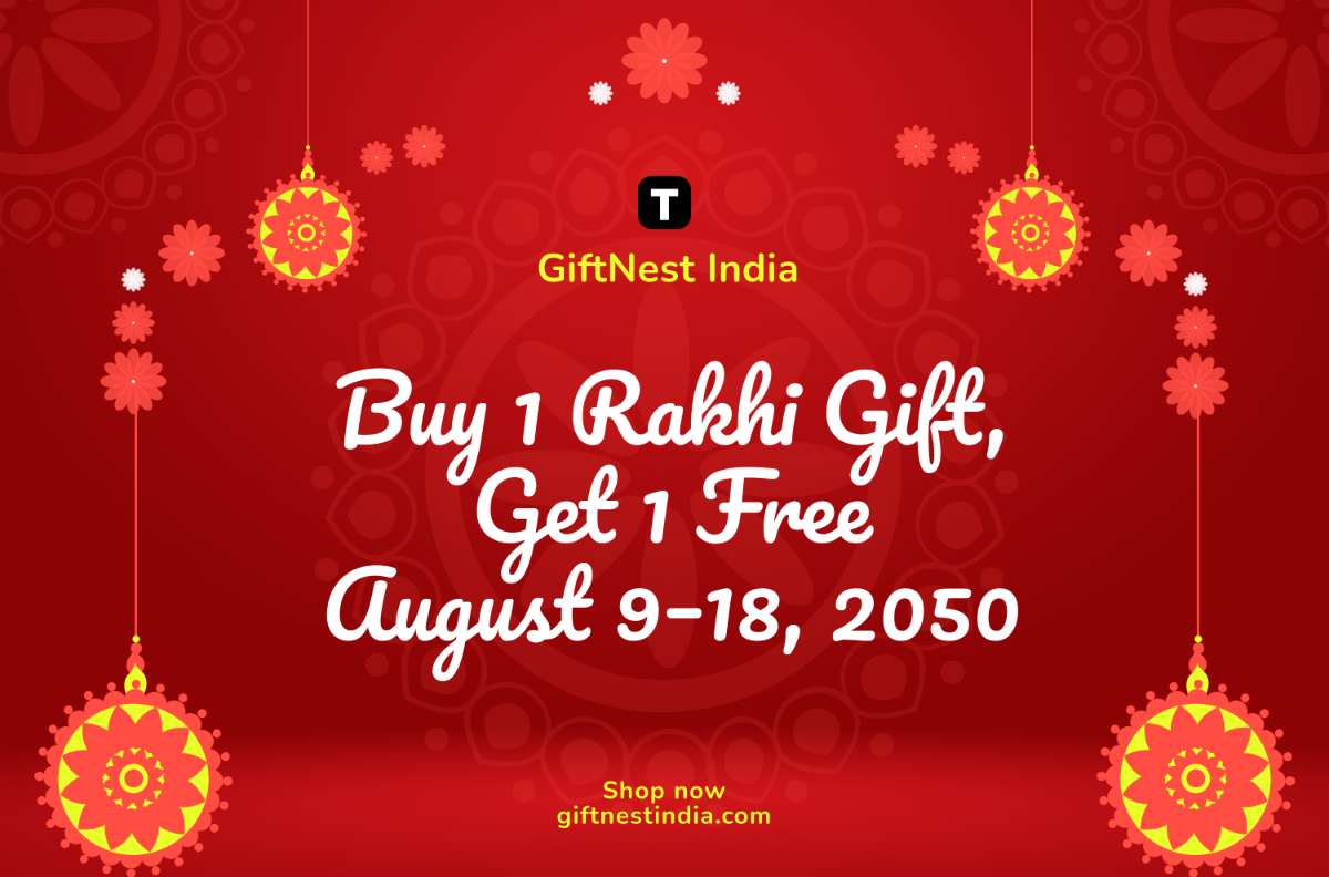 Free Red Raksha Bandhan Discount Banner Template to Edit Online