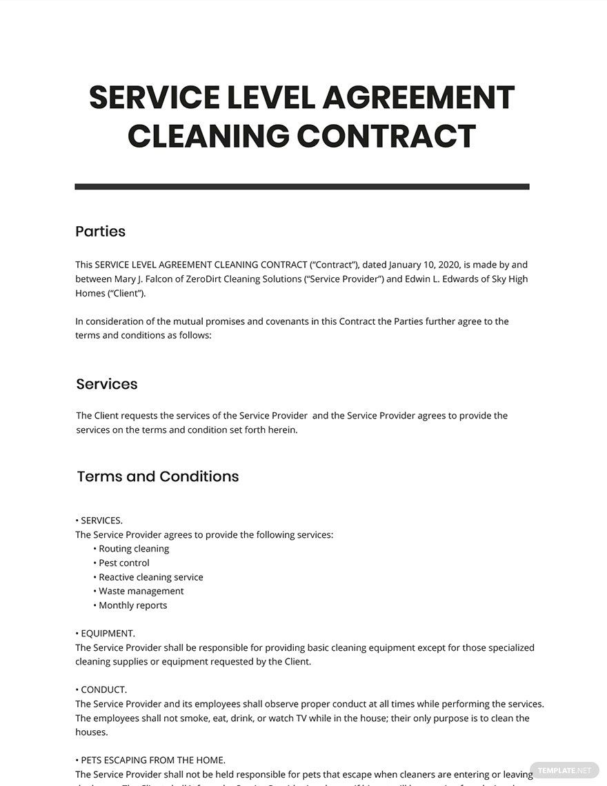 Free Commercial Contract Cleaning Janitorial Services Template