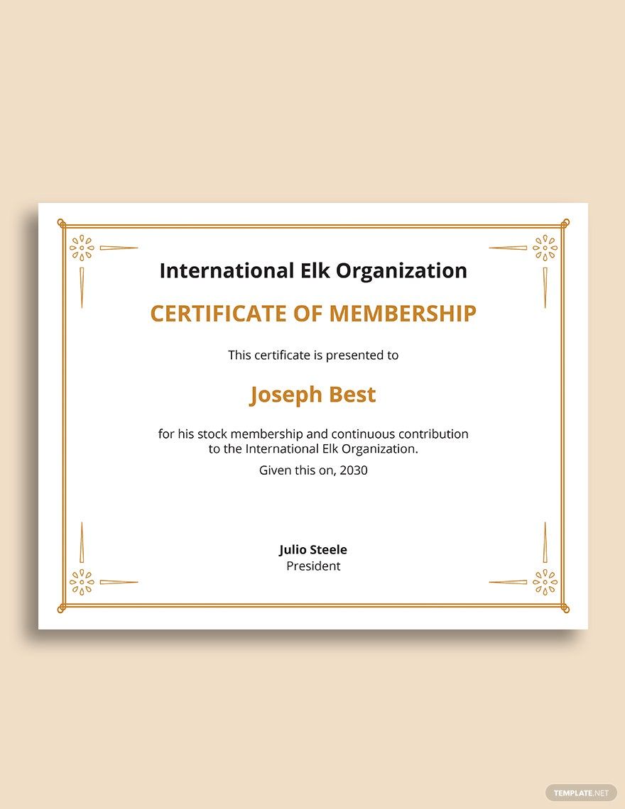 Free Membership Stock Certificate