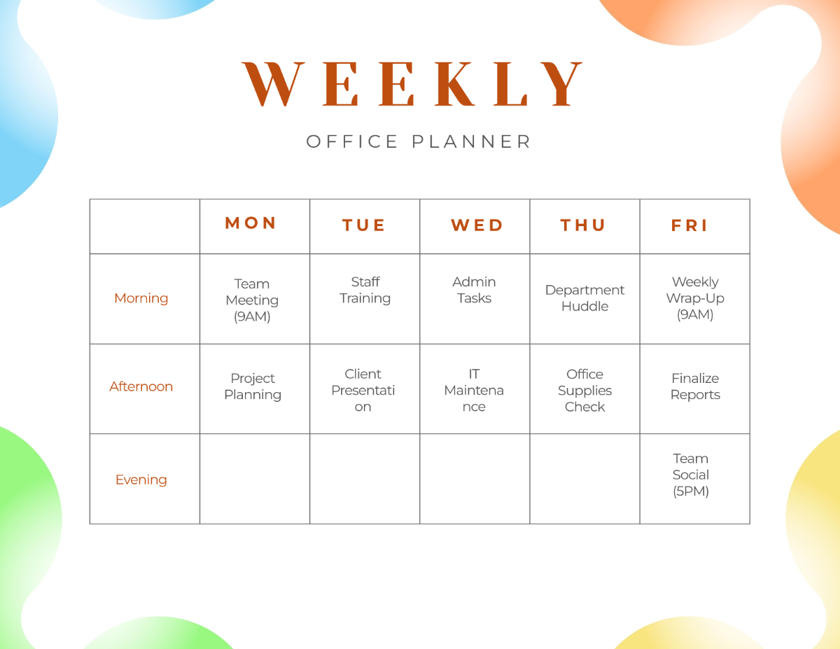 Weekly Office Planner Template