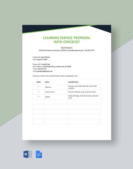 Cleaning Service Proposal with Checklist