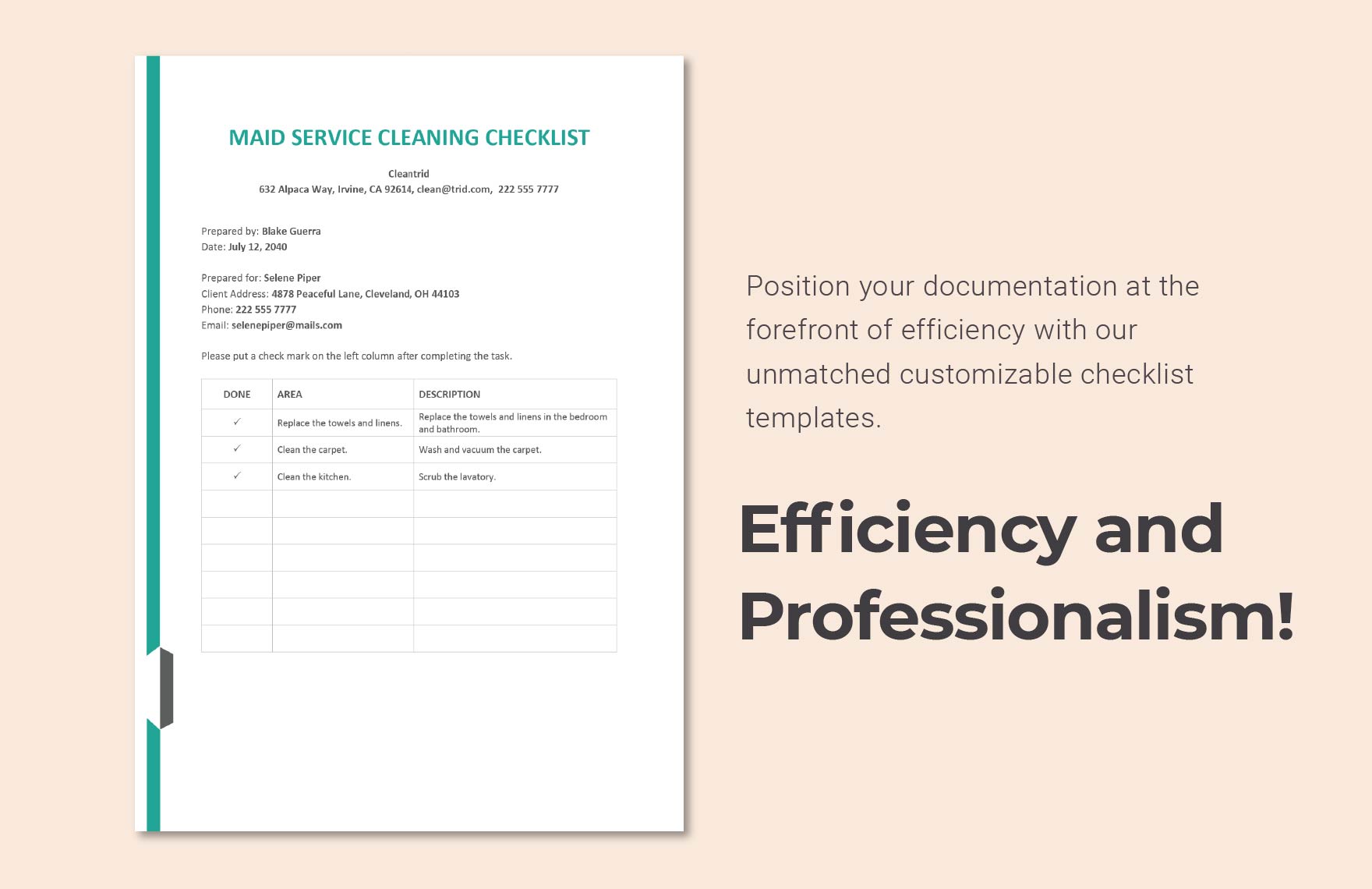 Maid Service Cleaning Checklist Template