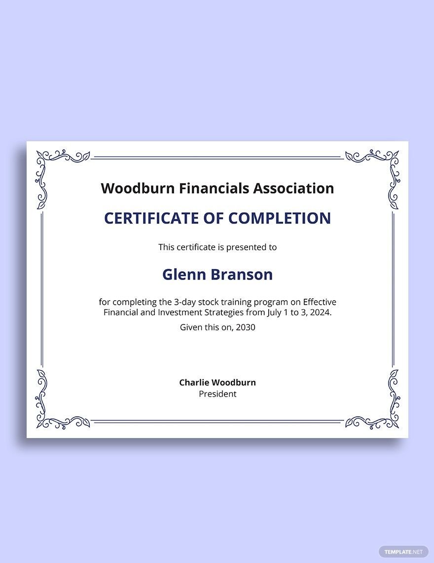 Financial Corporation Stock Certificate Template