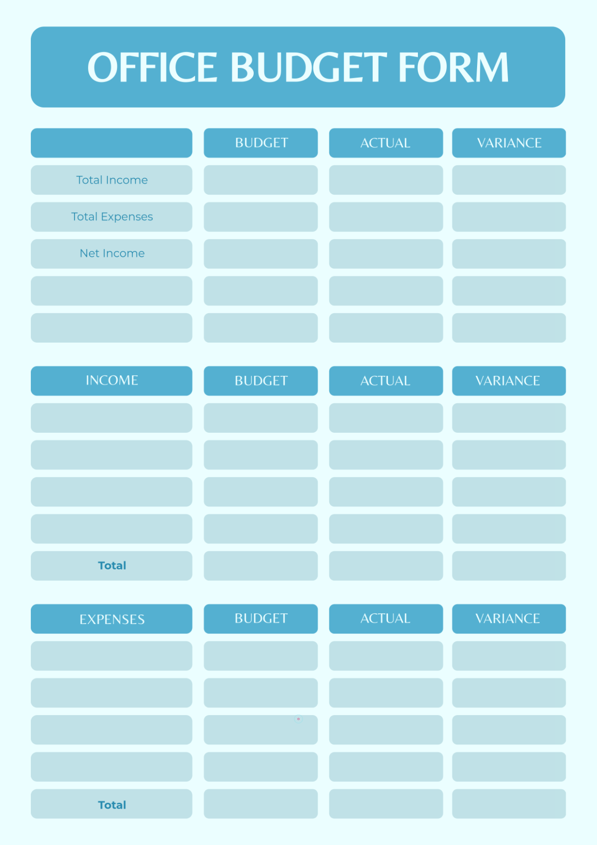 Free Office Budget Form Template