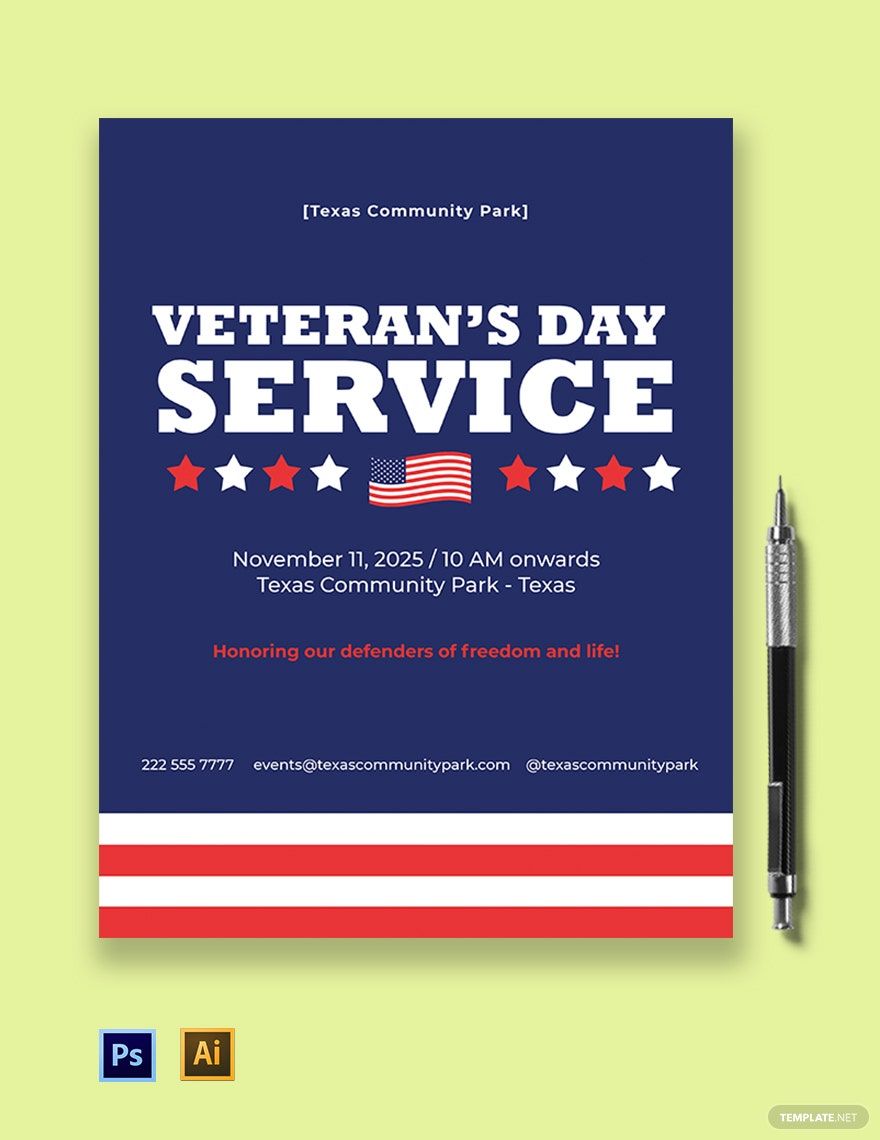 Veterans Day Service Flyer Template