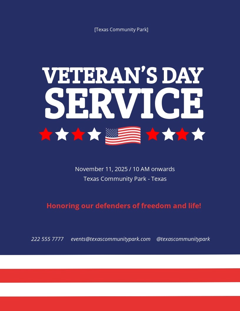 FREE Veterans Day Service Flyer Template in Illustrator, PSD