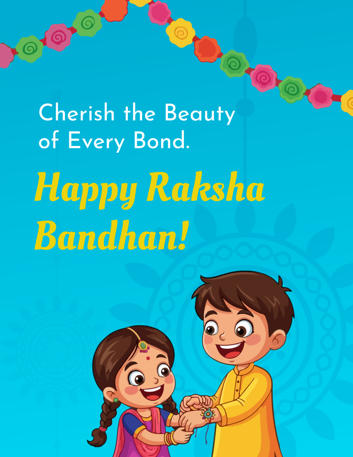 Free Cartoon Raksha Bandhan Flyer Template